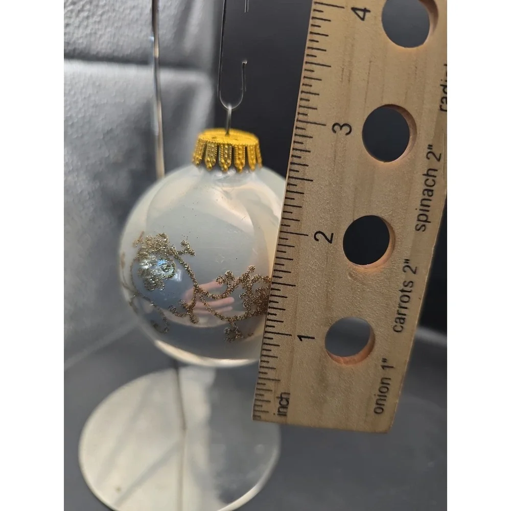 Krebs Christmas Glass Ornament West Germany Roses Gold Glitter Floral Vintage